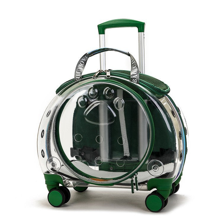 Transparent Pet Travel Carrier with Wheels