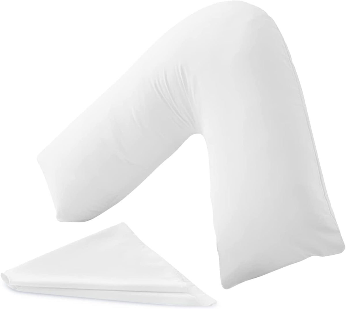 Luxury Filling V Pillow With Pillowcase - Orthopedic Supportive Pillow For Neck, Back & Shoulder - Pregnancy Nursing Support Shaped Pillows - Premium Hollowfiber Filling & Machine Washable