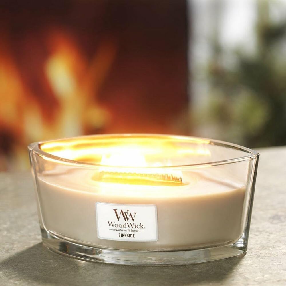 WoodWick Ellipse Scented Candle | Fireside | with Crackling Wick | Burn Time: Up to 50 Hours