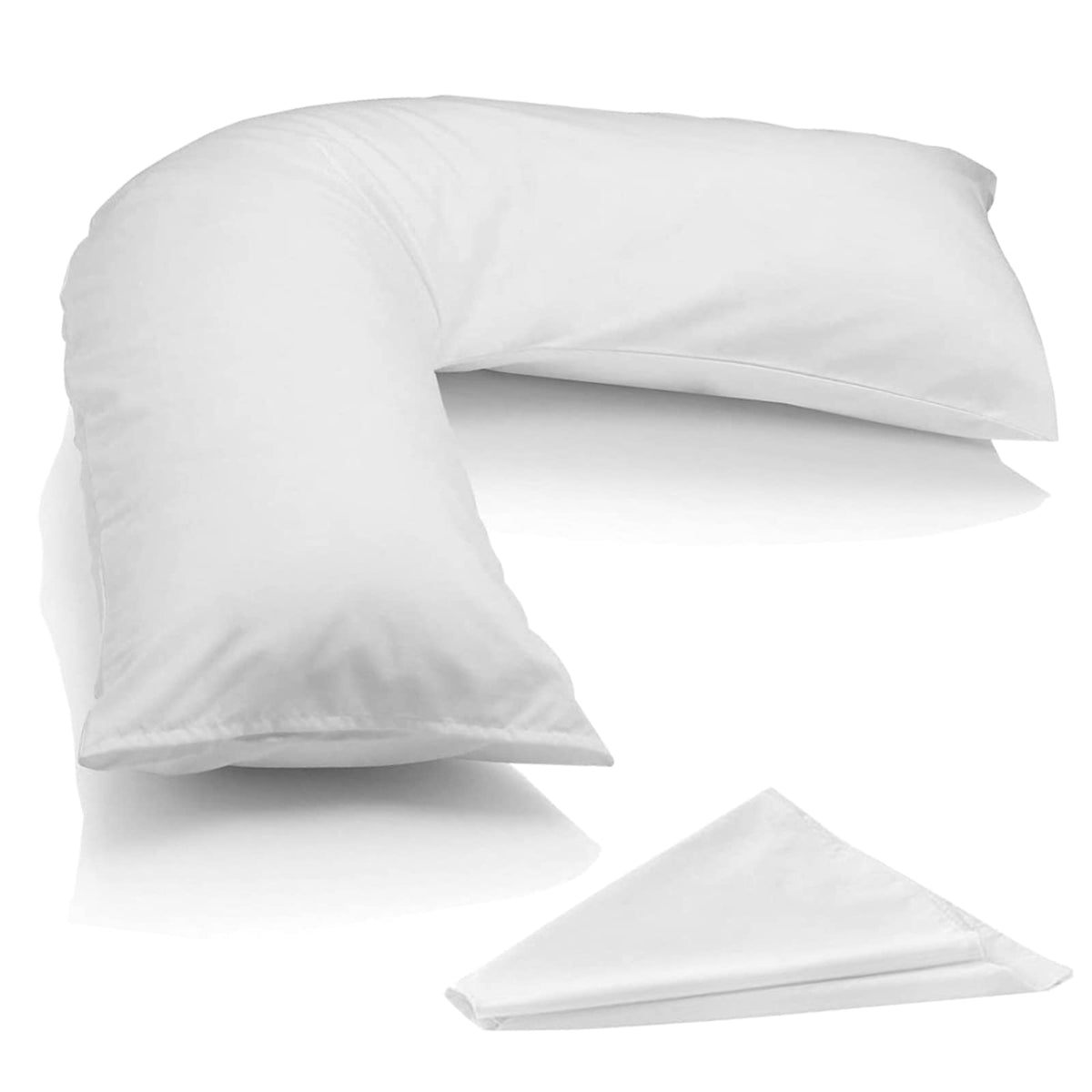 Luxury Filling V Pillow With Pillowcase - Orthopedic Supportive Pillow For Neck, Back & Shoulder - Pregnancy Nursing Support Shaped Pillows - Premium Hollowfiber Filling & Machine Washable