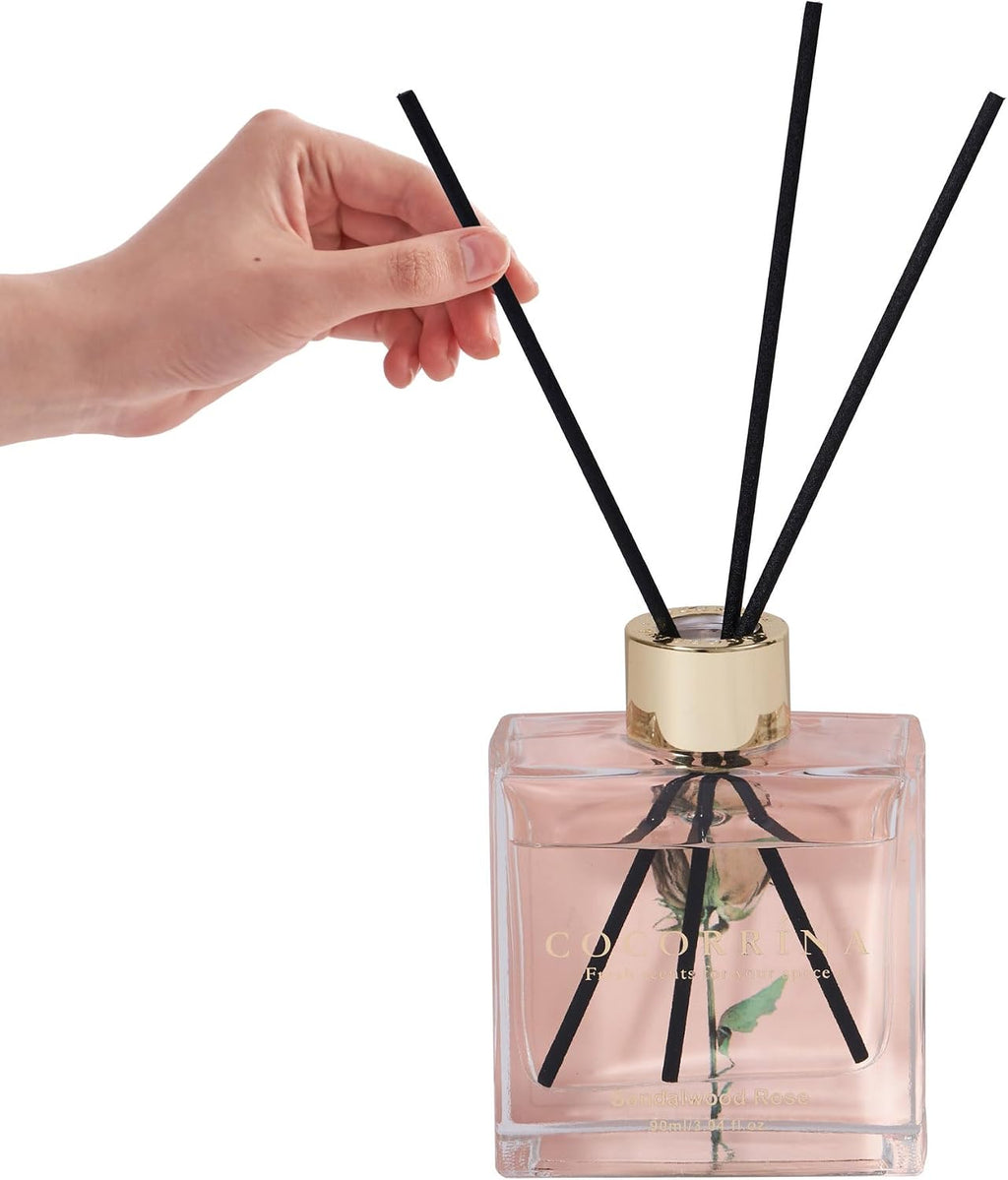 COCORRÍNA Reed Diffuser - 3 Pack/ 90ml with 24 Sticks Reed Diffuser for for House Bedroom Office Decor & Gifts Set (Cashmere Vanilla/Sandalwood Rose/Clean Linen)