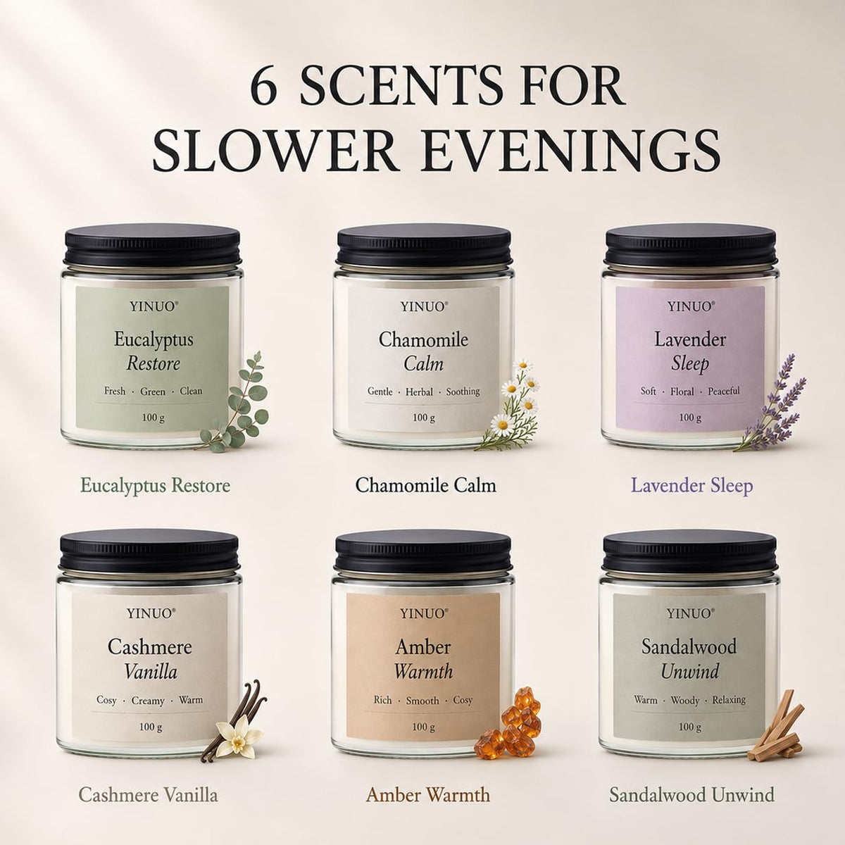 Scented Candles Gift Set, All Occasions Home Spa Gift Box for Relaxation (6 Pack Autumn Glow Collection)