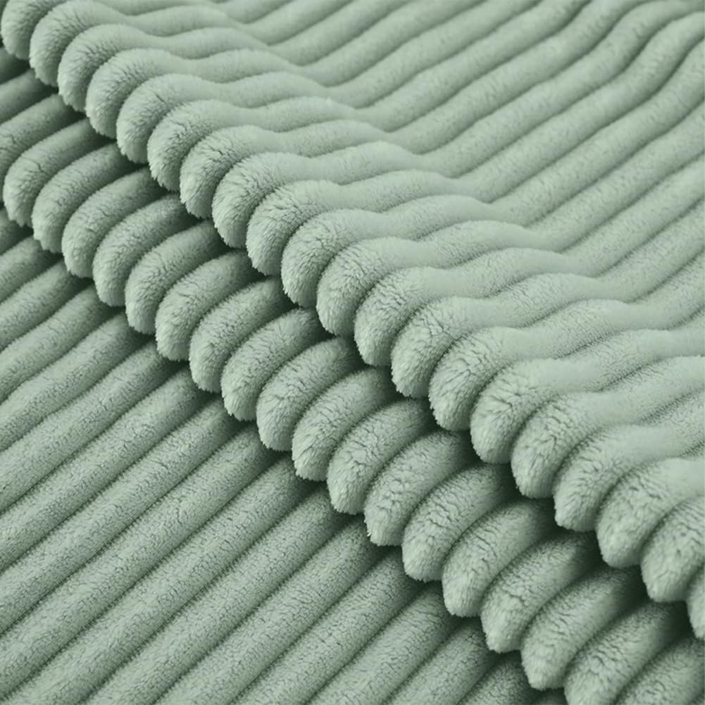 Set of 2 Corduroy Cushion Covers 40cm x 40cm,Soft Striped Square Pillow Case,Cushion Case with Invisible Zipper,Home Boho Decor Pillow Cases for Couch Sofa Bedroom,Living Room-Sage Green