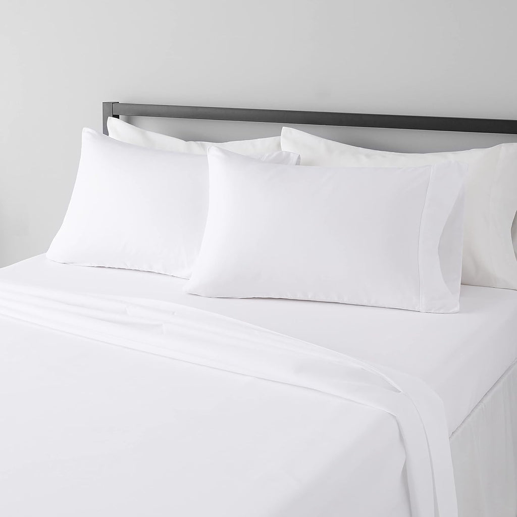 Amazon Basics Lightweight Super Soft Easy Care Wrinkle Free Microfiber 3 Piece Bed Sheet Set with 14-Inch Deep Pockets, Twin, Navy Blue, Solid, Kids, Men & Women Bedding