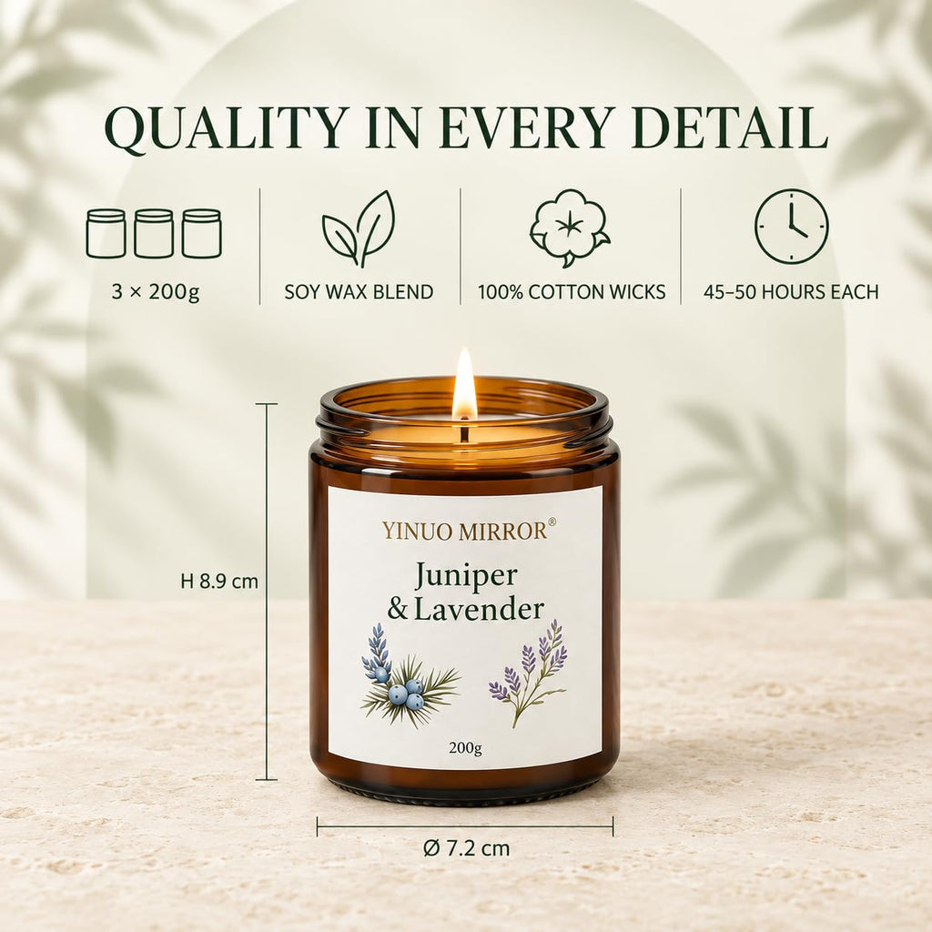 Yinuo Mirror Scented Candles Gift Set for Women, 6x100g Soy Wax, 6 Scents