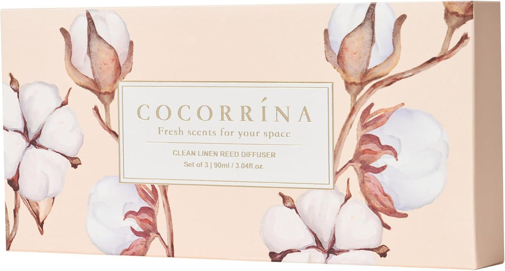 COCORRÍNA Reed Diffuser - 3 Pack/ 90ml with 24 Sticks Reed Diffuser for for House Bedroom Office Decor & Gifts Set (Cashmere Vanilla/Sandalwood Rose/Clean Linen)