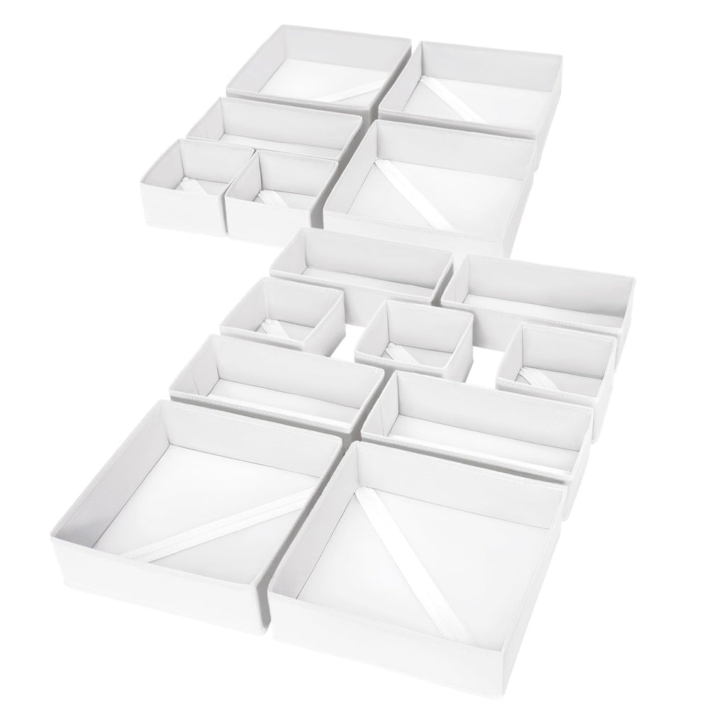 DIMJ 12 Pack Drawer Organisers Foldable Storage Box Fabric Drawer Dividers Wardrobe Storage Organiser Storage Cubes for Bras, Socks, Underwear, Ties, Scarves, Cosmetics