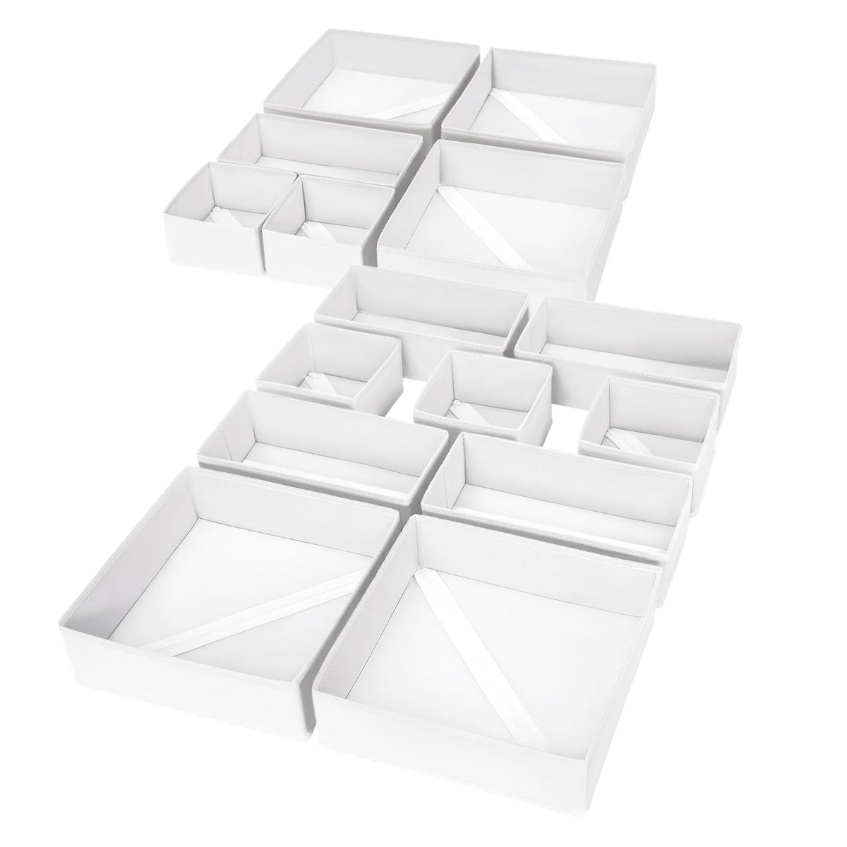 DIMJ 12 Pack Drawer Organisers Foldable Storage Box Fabric Drawer Dividers Wardrobe Storage Organiser Storage Cubes for Bras, Socks, Underwear, Ties, Scarves, Cosmetics