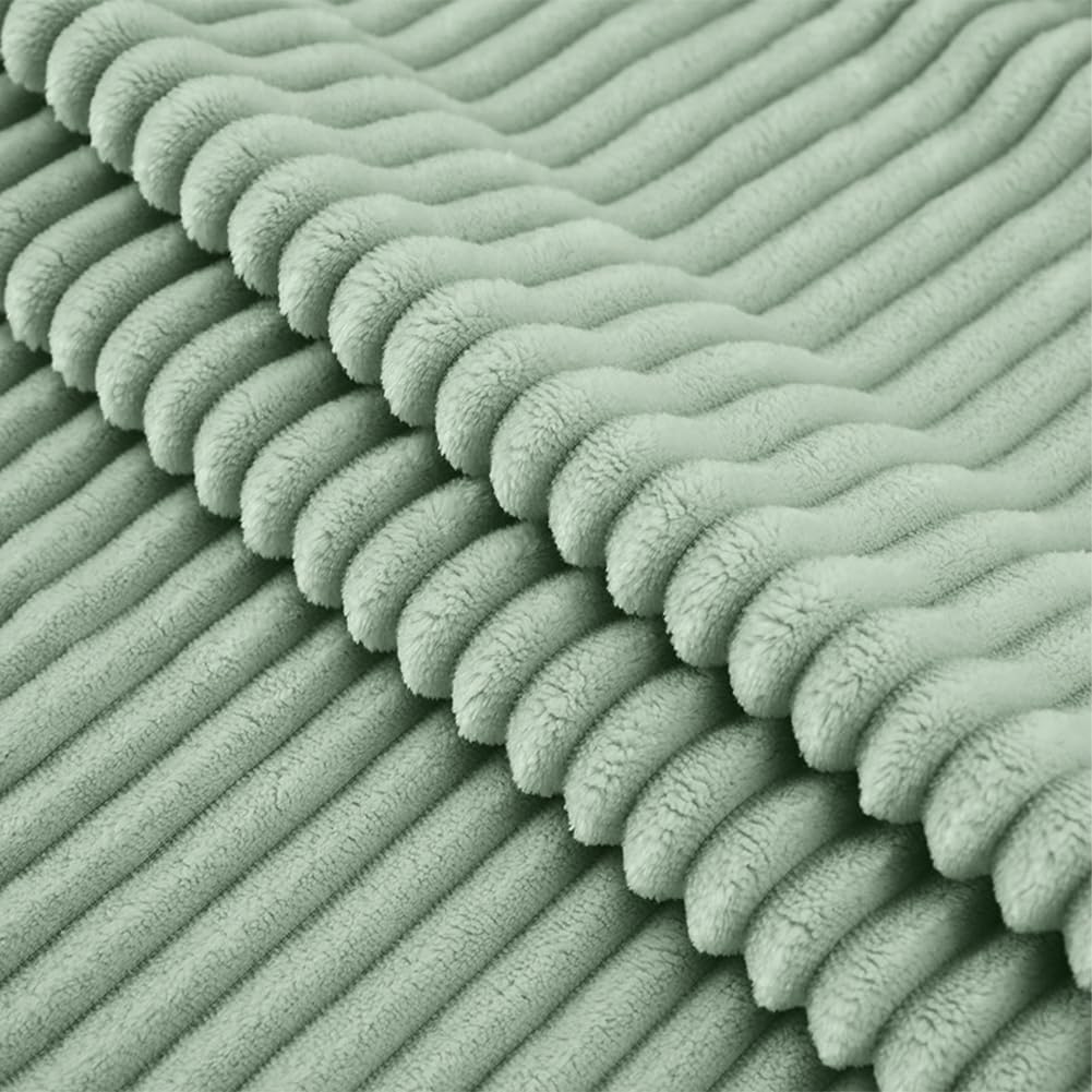 Set of 2 Corduroy Cushion Covers 40cm x 40cm,Soft Striped Square Pillow Case,Cushion Case with Invisible Zipper,Home Boho Decor Pillow Cases for Couch Sofa Bedroom,Living Room-Sage Green
