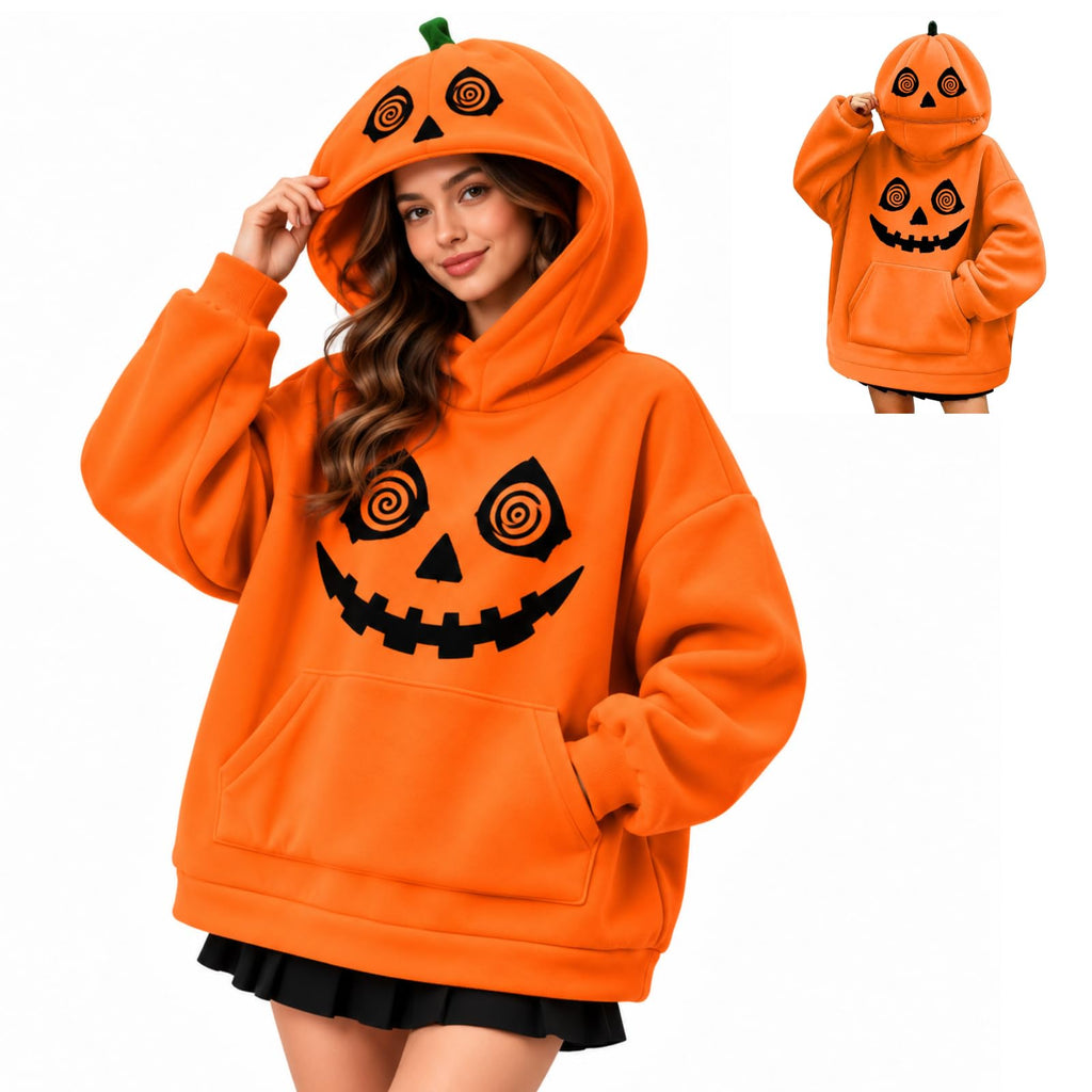Halloween Jumper Women's Halloween Pumpkin Hoodie Long Sleeve Oversized Sweatshirt Relaxed Oversized, Comfortable, Funny, Novelty, Halloween Parties, Costume Events, Trick or Treating, Gatherings