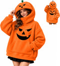 Halloween Jumper Women's Halloween Pumpkin Hoodie Long Sleeve Oversized Sweatshirt Relaxed Oversized, Comfortable, Funny, Novelty, Halloween Parties, Costume Events, Trick or Treating, Gatherings