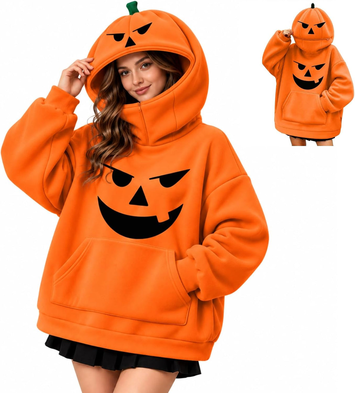 Halloween Jumper Women's Halloween Pumpkin Hoodie Long Sleeve Oversized Sweatshirt Relaxed Oversized, Comfortable, Funny, Novelty, Halloween Parties, Costume Events, Trick or Treating, Gatherings