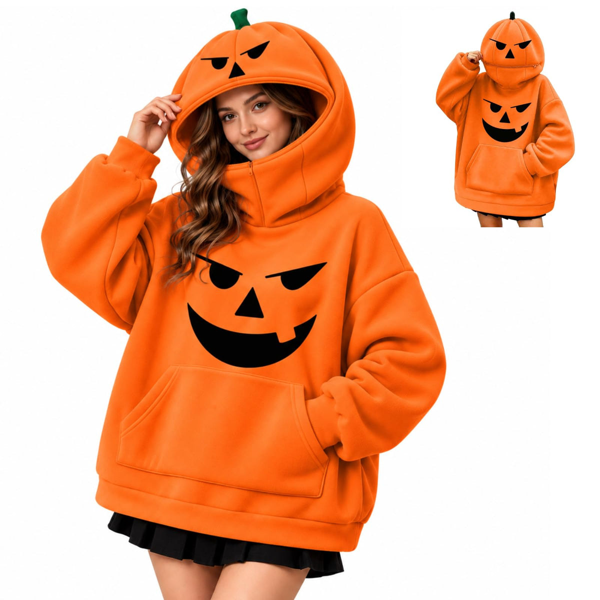 Halloween Jumper Women's Halloween Pumpkin Hoodie Long Sleeve Oversized Sweatshirt Relaxed Oversized, Comfortable, Funny, Novelty, Halloween Parties, Costume Events, Trick or Treating, Gatherings