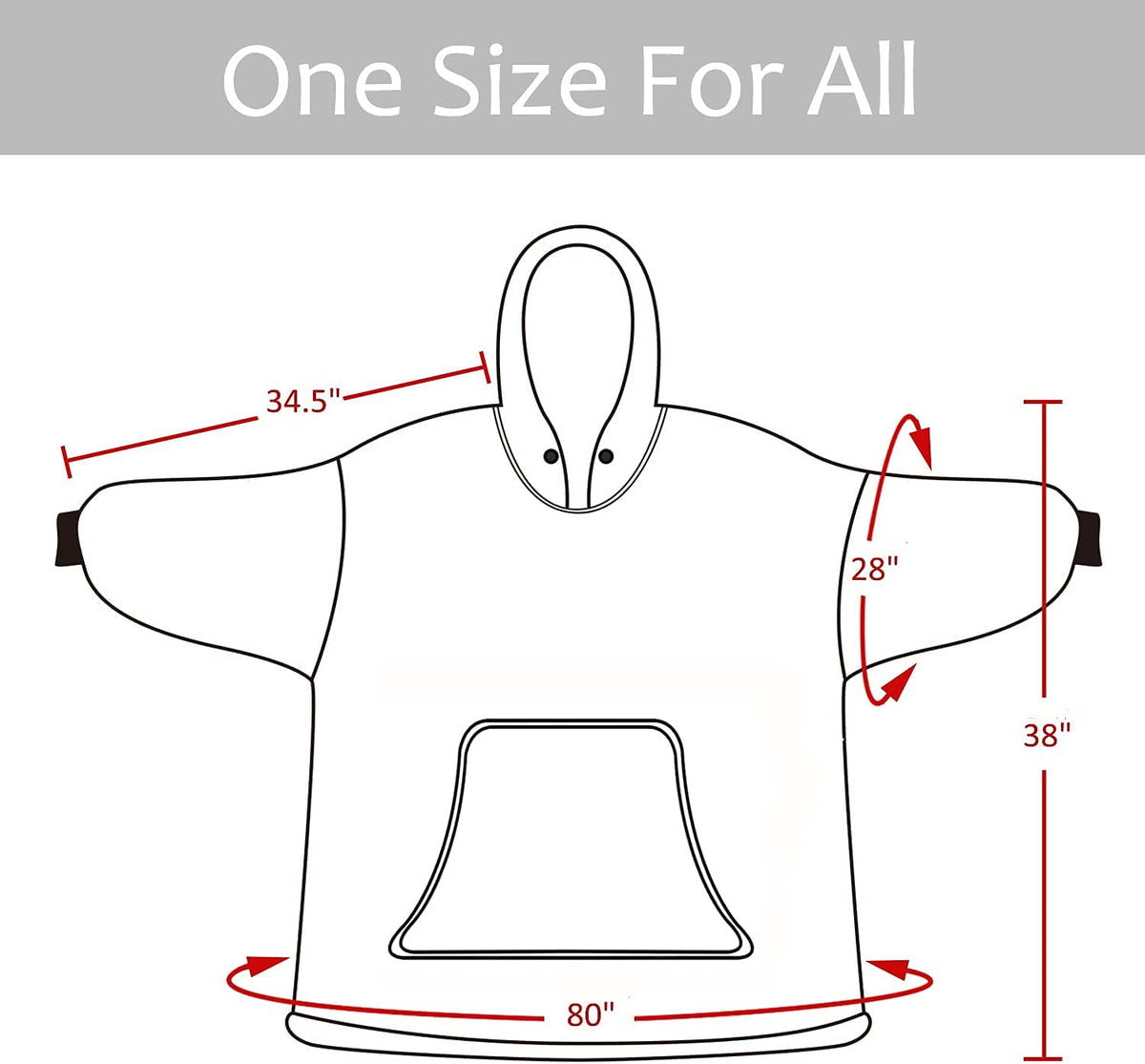 CASKIE Oversized Hoodie Sweatshirt Blanket, TV Super Soft Warm Comfortable Blanket Hoodie, Soft Cozy Warm Comfortable Novelty Hoodies, One Size Fits All, TV-Blanket for Men Women Teenagers Kids