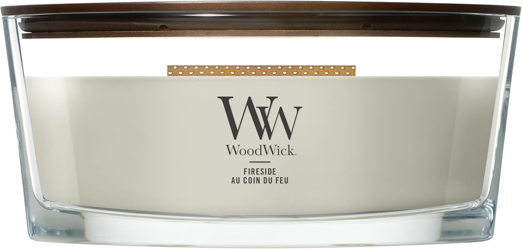 WoodWick Ellipse Scented Candle | Fireside | with Crackling Wick | Burn Time: Up to 50 Hours