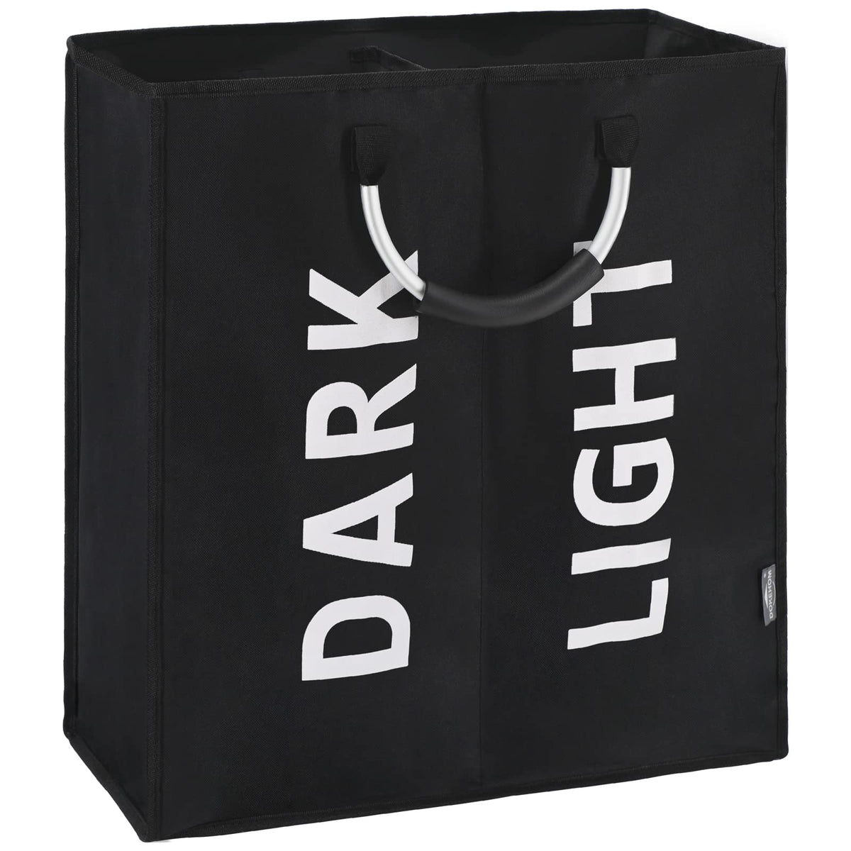 DOKEHOM 80L Collapsible Laundry Basket Bag with 2 Sections, Dark Grey