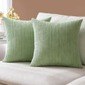 Set of 2 Corduroy Cushion Covers 40cm x 40cm,Soft Striped Square Pillow Case,Cushion Case with Invisible Zipper,Home Boho Decor Pillow Cases for Couch Sofa Bedroom,Living Room-Sage Green