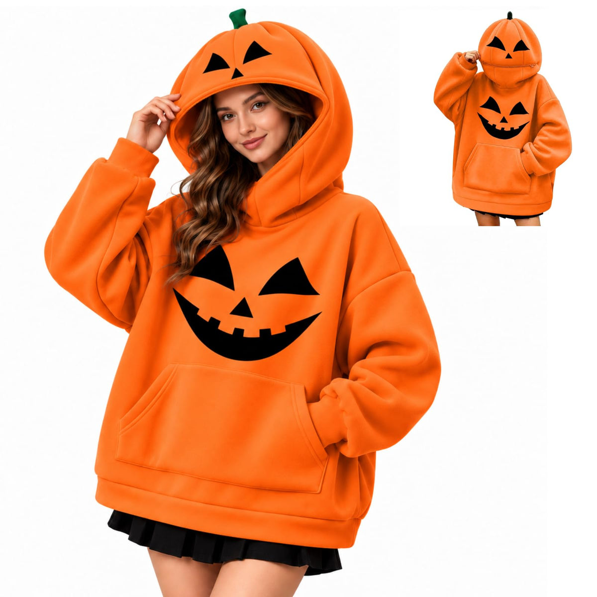 Halloween Jumper Women's Halloween Pumpkin Hoodie Long Sleeve Oversized Sweatshirt Relaxed Oversized, Comfortable, Funny, Novelty, Halloween Parties, Costume Events, Trick or Treating, Gatherings