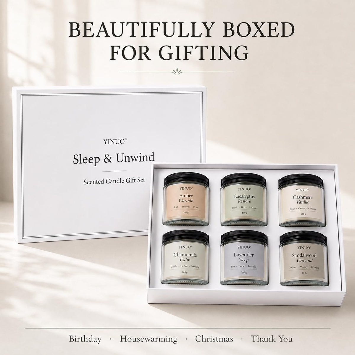 Scented Candles Gift Set, All Occasions Home Spa Gift Box for Relaxation (6 Pack Autumn Glow Collection)