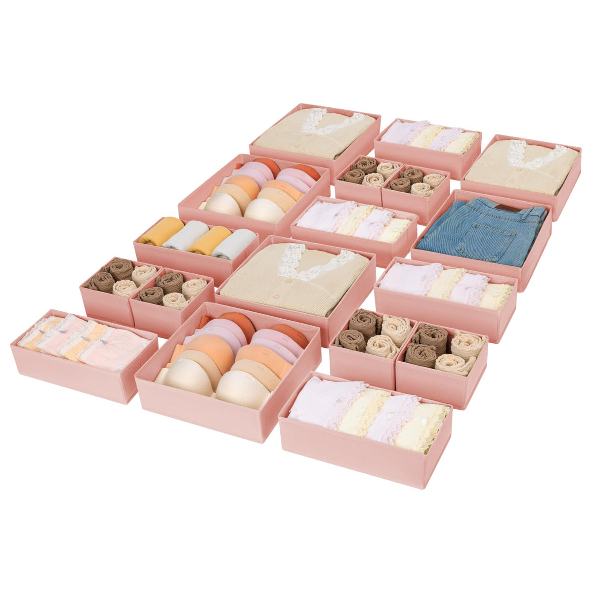 DIMJ 12 Pack Drawer Organisers Foldable Storage Box Fabric Drawer Dividers Wardrobe Storage Organiser Storage Cubes for Bras, Socks, Underwear, Ties, Scarves, Cosmetics