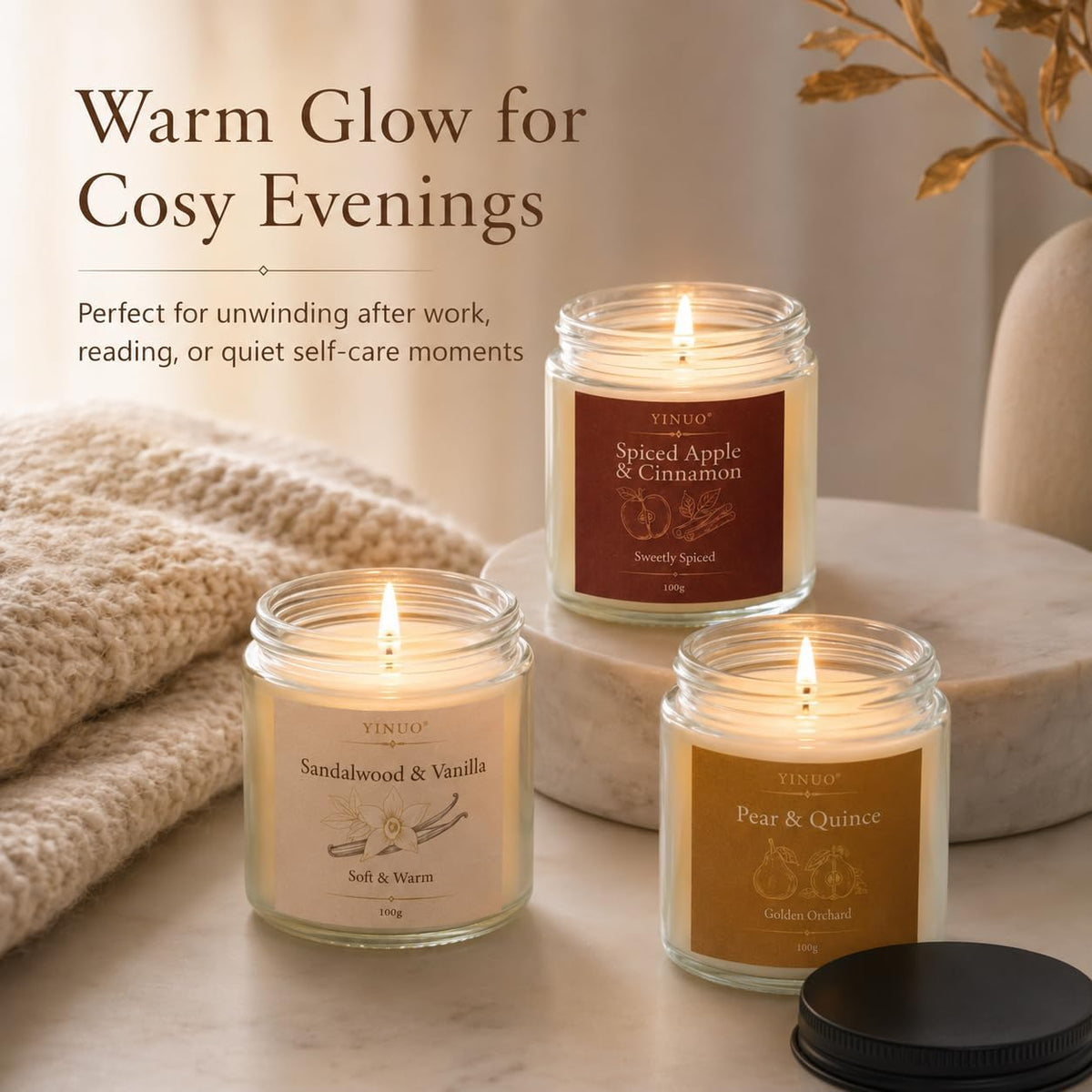 Scented Candles Gift Set, All Occasions Home Spa Gift Box for Relaxation (6 Pack Autumn Glow Collection)