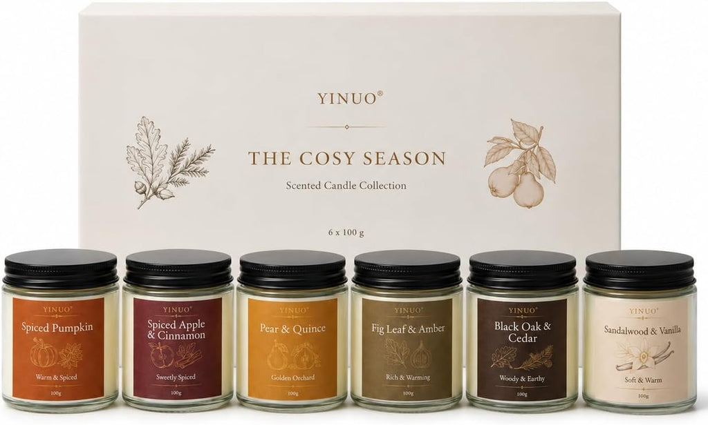 Scented Candles Gift Set, All Occasions Home Spa Gift Box for Relaxation (6 Pack Autumn Glow Collection)