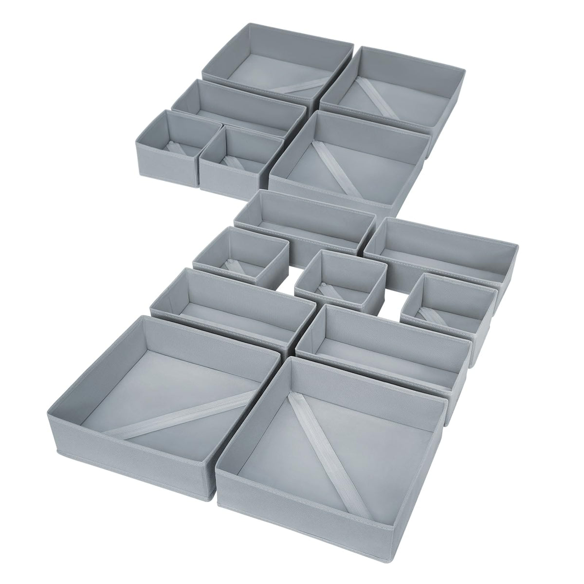 DIMJ 12 Pack Drawer Organisers Foldable Storage Box Fabric Drawer Dividers Wardrobe Storage Organiser Storage Cubes for Bras, Socks, Underwear, Ties, Scarves, Cosmetics
