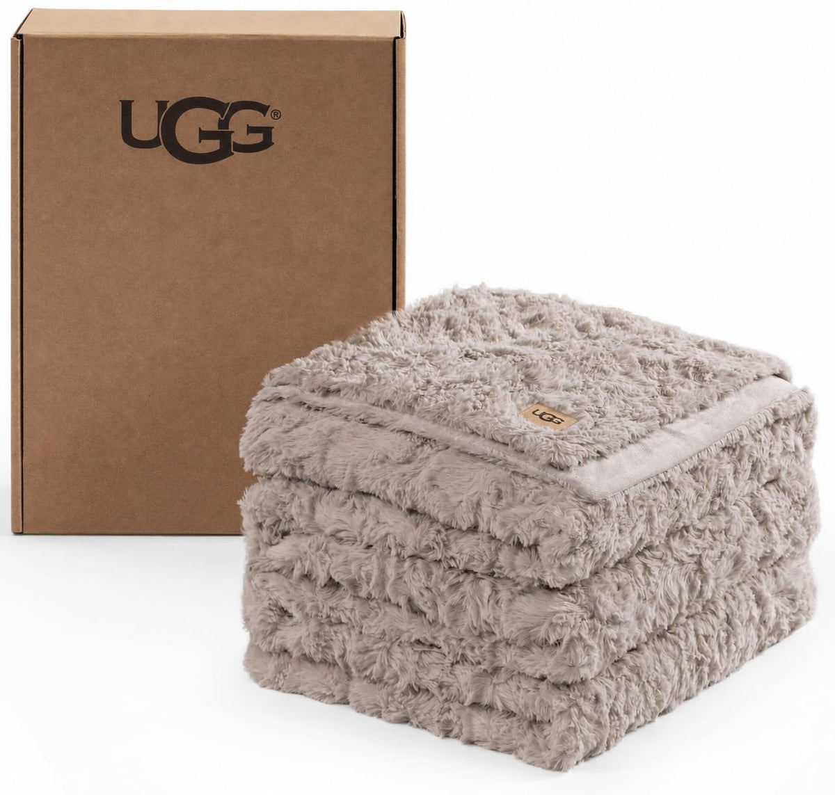 UGG Adalee Throw Blanket for Bed, Faux Fur Blanket, 50" x 70", Brown