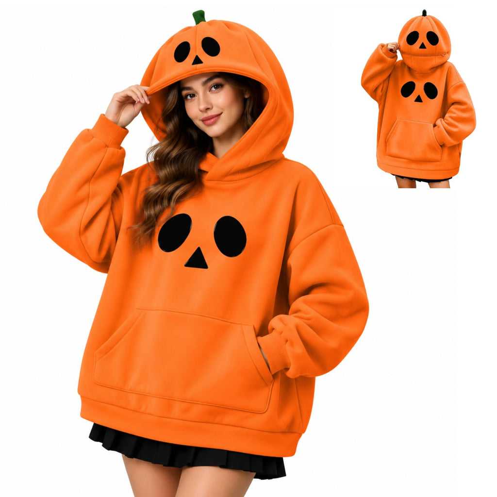 Halloween Jumper Women's Halloween Pumpkin Hoodie Long Sleeve Oversized Sweatshirt Relaxed Oversized, Comfortable, Funny, Novelty, Halloween Parties, Costume Events, Trick or Treating, Gatherings
