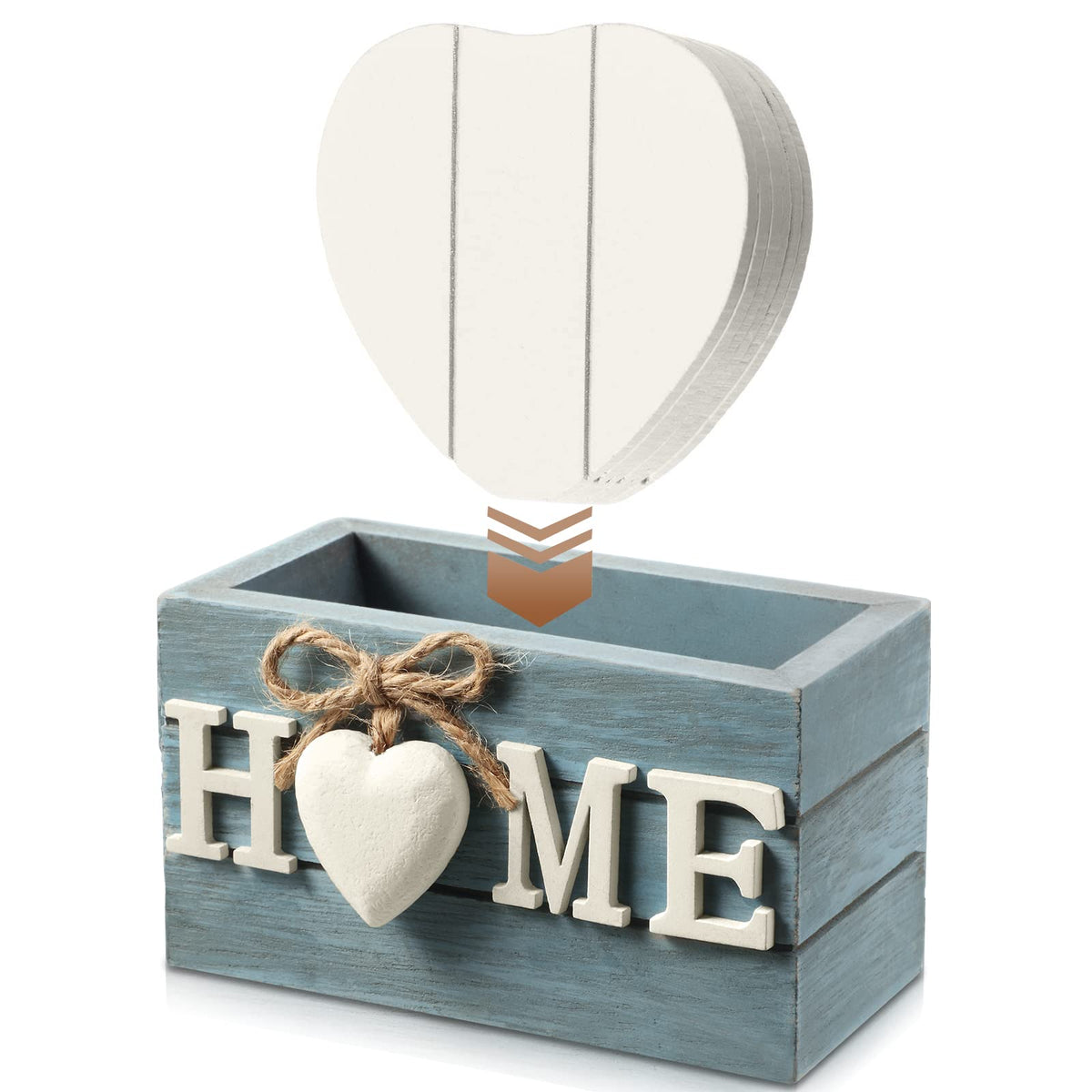 Patelai Set of 6 Wooden Heart Coasters House Warming Gifts, Home, Grey