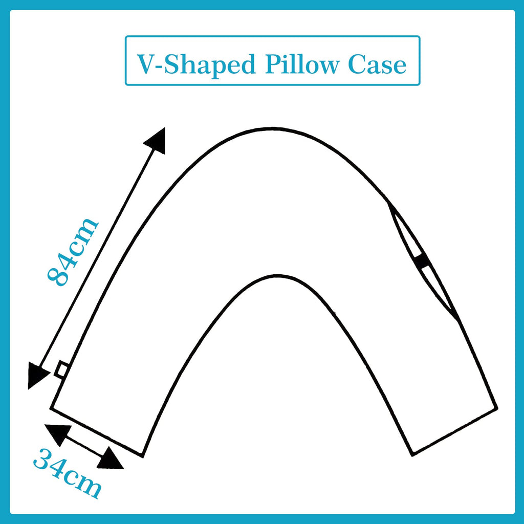 Luxury Filling V Pillow With Pillowcase - Orthopedic Supportive Pillow For Neck, Back & Shoulder - Pregnancy Nursing Support Shaped Pillows - Premium Hollowfiber Filling & Machine Washable