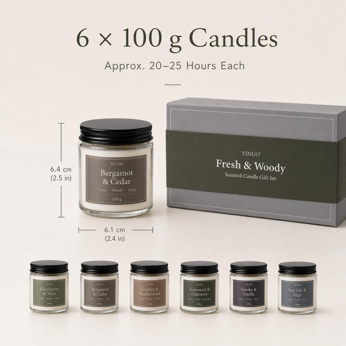 Scented Candles Gift Set, All Occasions Home Spa Gift Box for Relaxation (6 Pack Autumn Glow Collection)