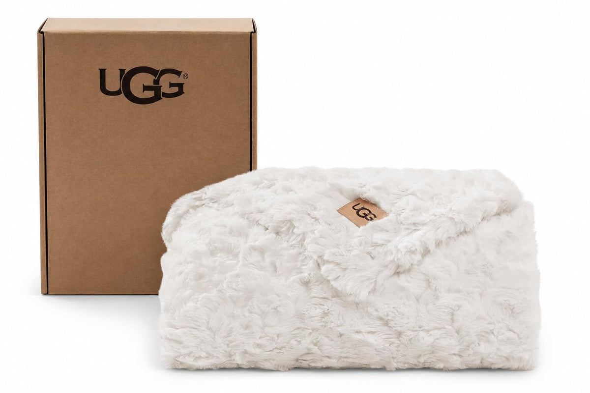 UGG Adalee Throw Blanket for Bed, Faux Fur Blanket, 50" x 70", Brown