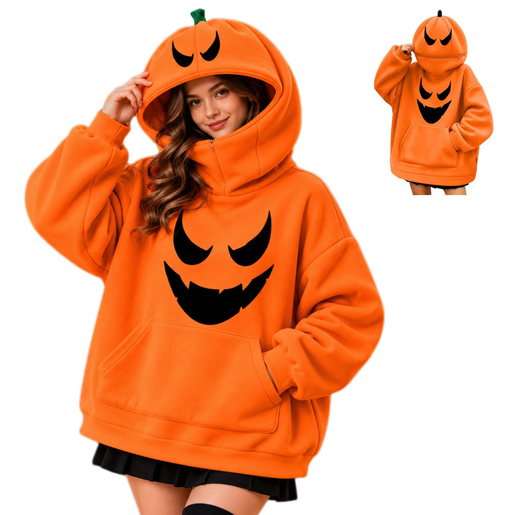Halloween Jumper Women's Halloween Pumpkin Hoodie Long Sleeve Oversized Sweatshirt Relaxed Oversized, Comfortable, Funny, Novelty, Halloween Parties, Costume Events, Trick or Treating, Gatherings