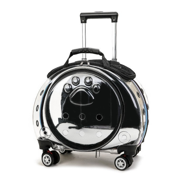 Transparent Pet Travel Carrier with Wheels
