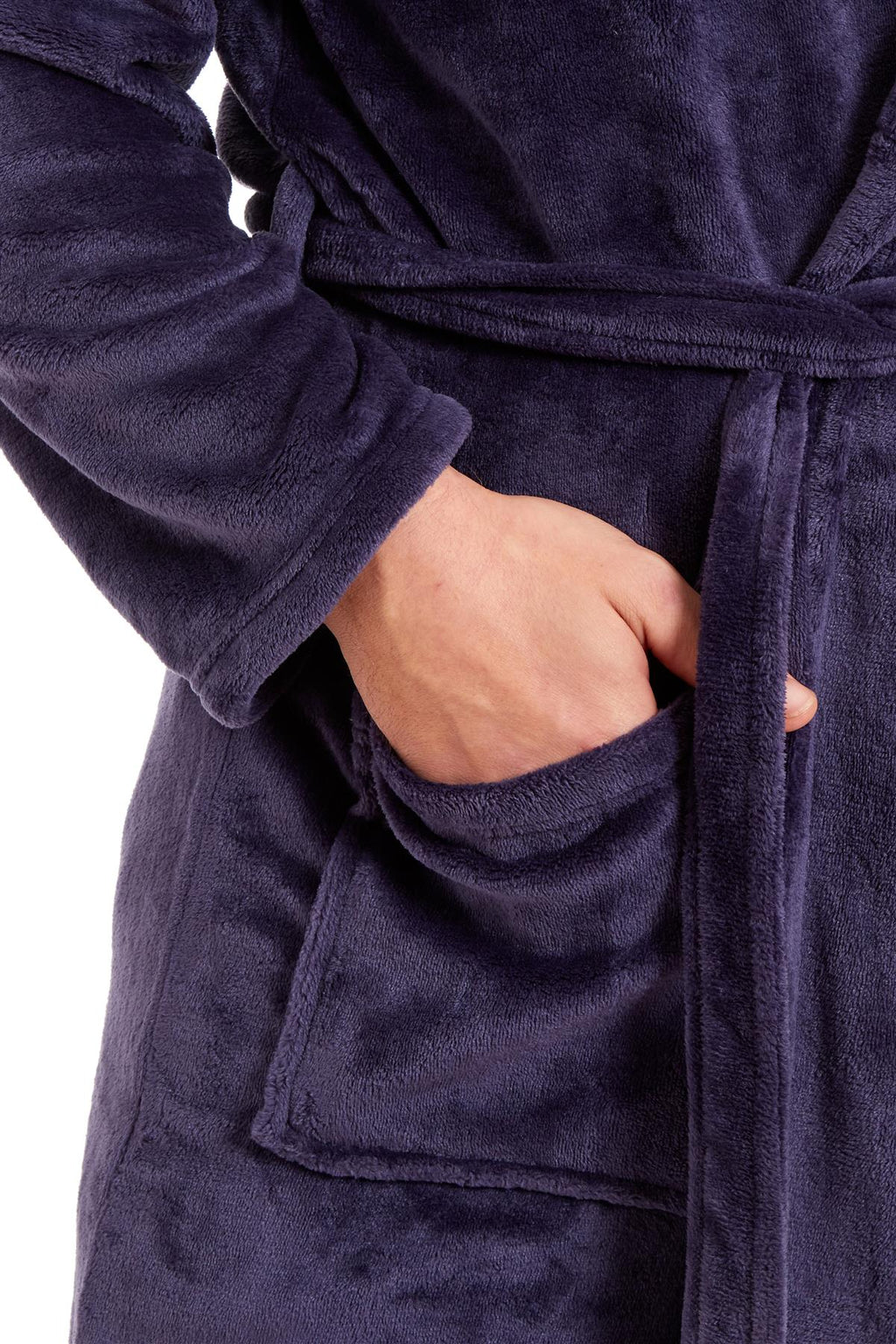 Mens Hooded  Dressing Gown Bath Robe Plain Flannel Fleece Robes Winter Gift