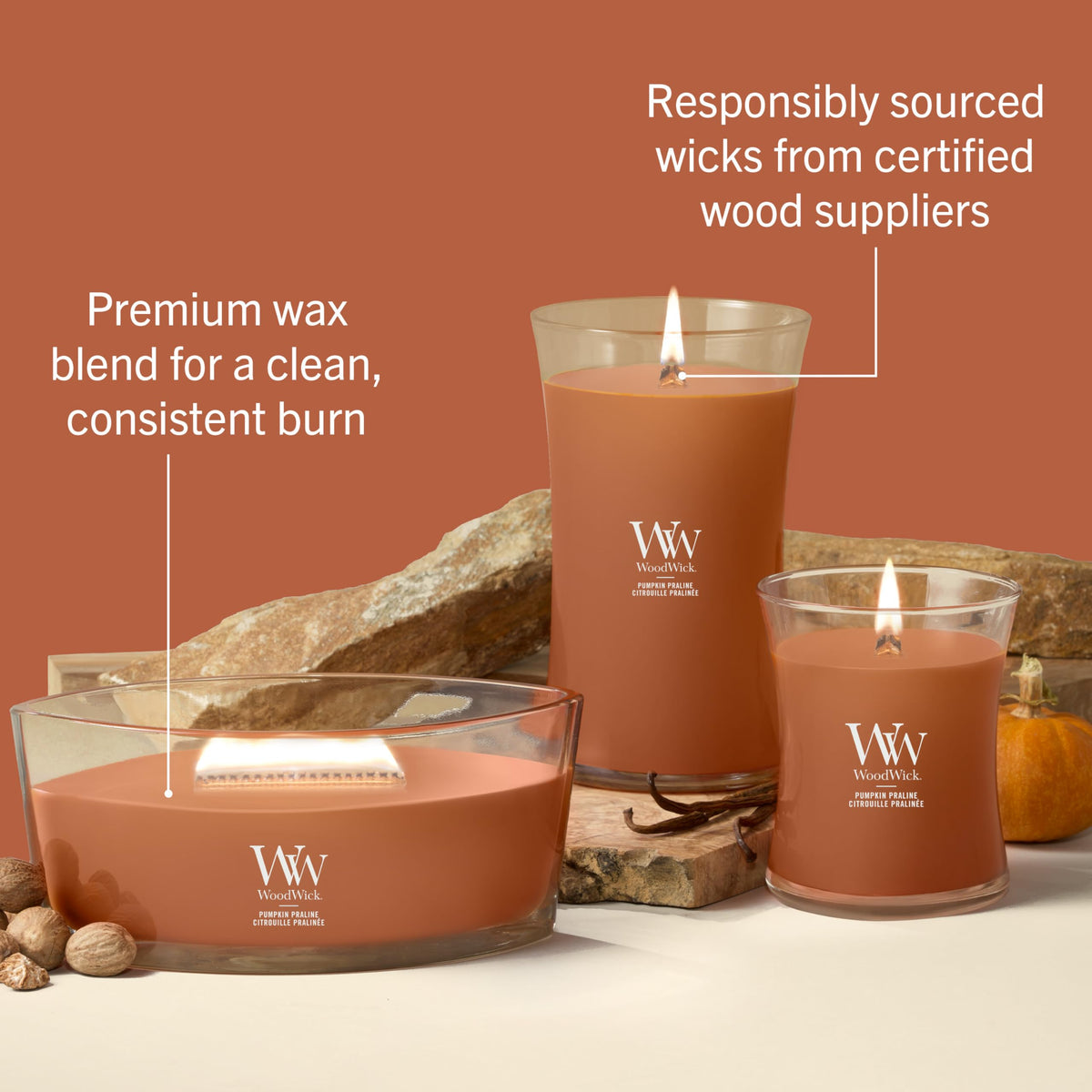WoodWick Ellipse Scented Candle | Fireside | with Crackling Wick | Burn Time: Up to 50 Hours