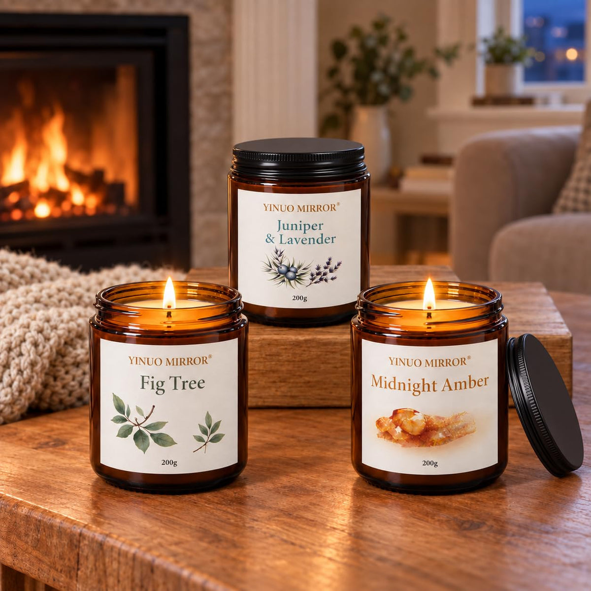 Yinuo Mirror Scented Candles Gift Set for Women, 6x100g Soy Wax, 6 Scents
