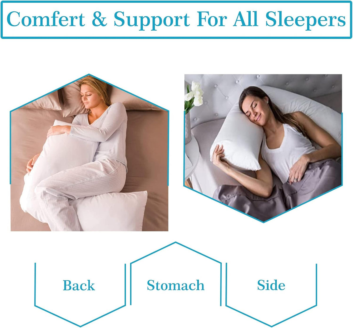 Luxury Filling V Pillow With Pillowcase - Orthopedic Supportive Pillow For Neck, Back & Shoulder - Pregnancy Nursing Support Shaped Pillows - Premium Hollowfiber Filling & Machine Washable