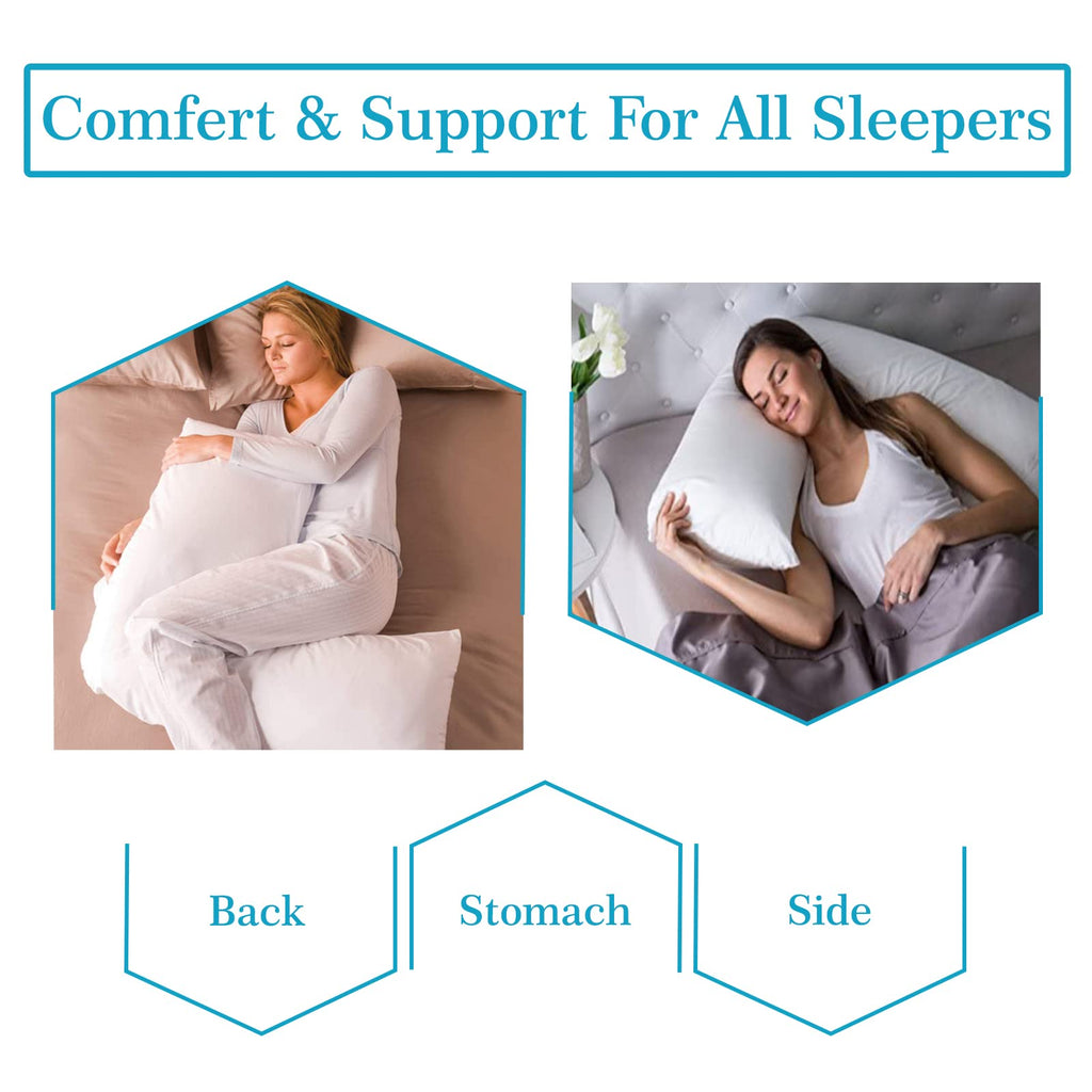 Luxury Filling V Pillow With Pillowcase - Orthopedic Supportive Pillow For Neck, Back & Shoulder - Pregnancy Nursing Support Shaped Pillows - Premium Hollowfiber Filling & Machine Washable