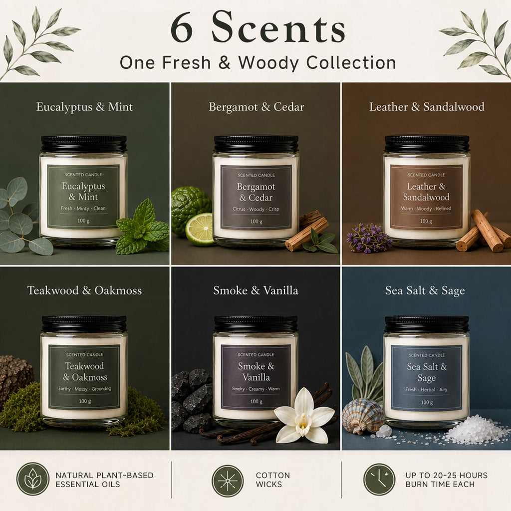 Scented Candles Gift Set, All Occasions Home Spa Gift Box for Relaxation (6 Pack Autumn Glow Collection)