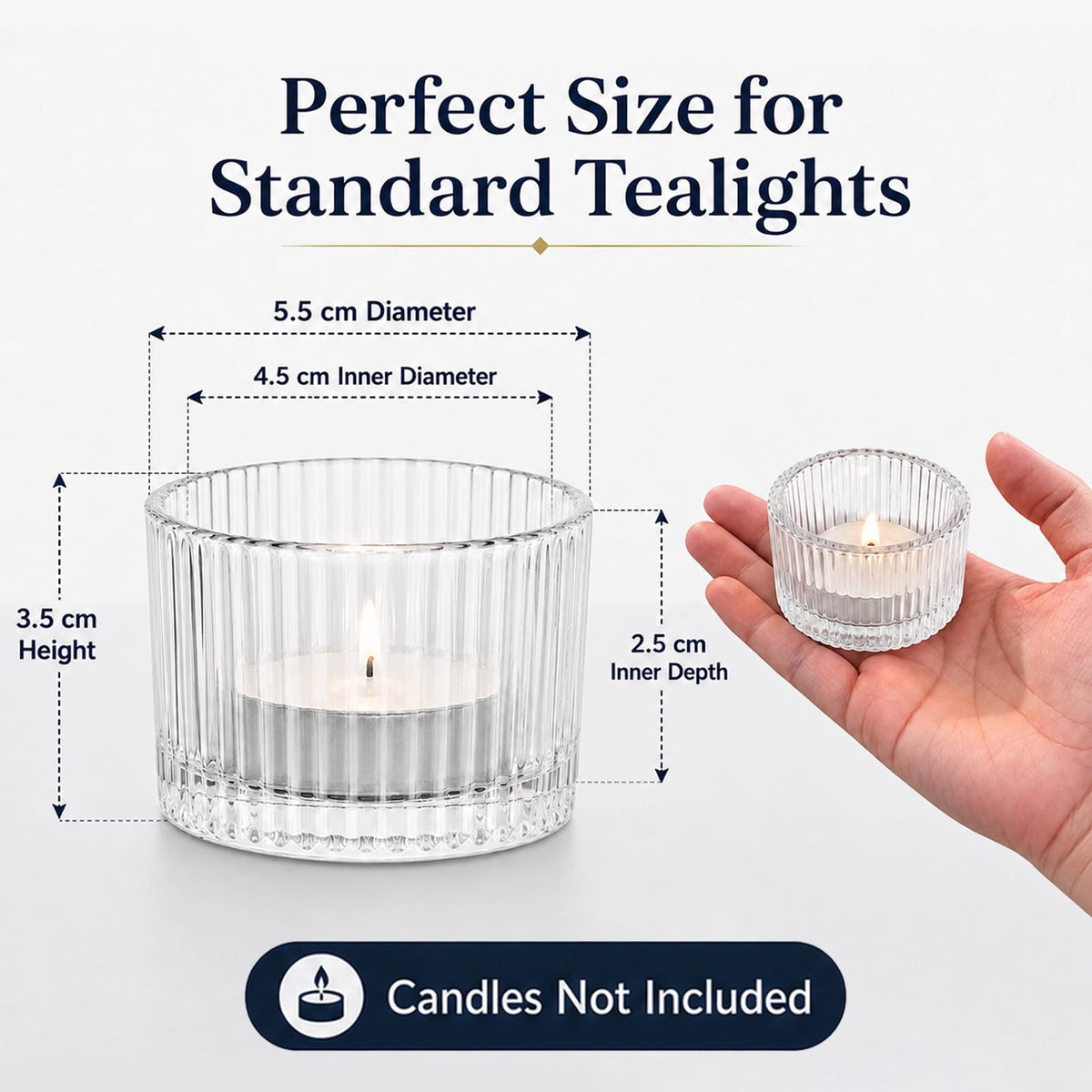 12 Pcs Amber Glass Votive Candle Holders, Small Tea Lights Candle Holder for Table Centerpiece Decor, Vintage Candle Holders for Wedding Decor Table Birthday Party Home (Amber)