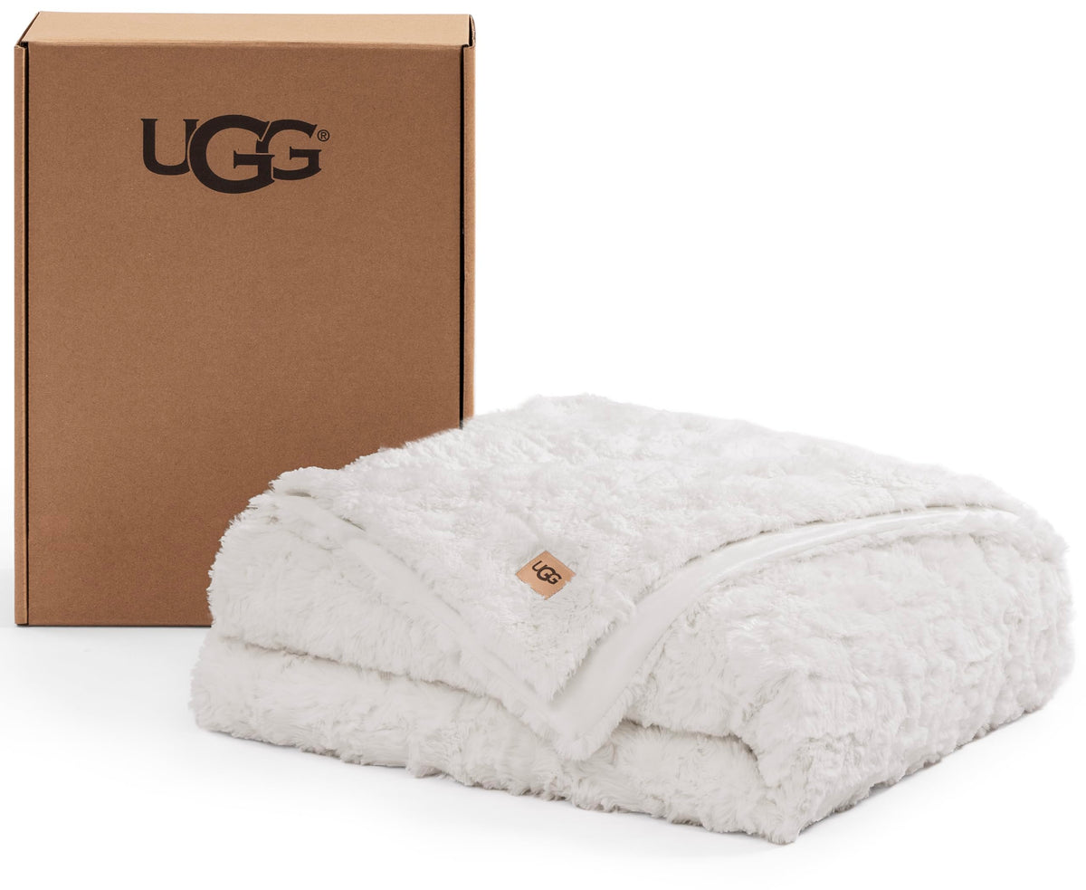 UGG Adalee Throw Blanket for Bed, Faux Fur Blanket, 50" x 70", Brown