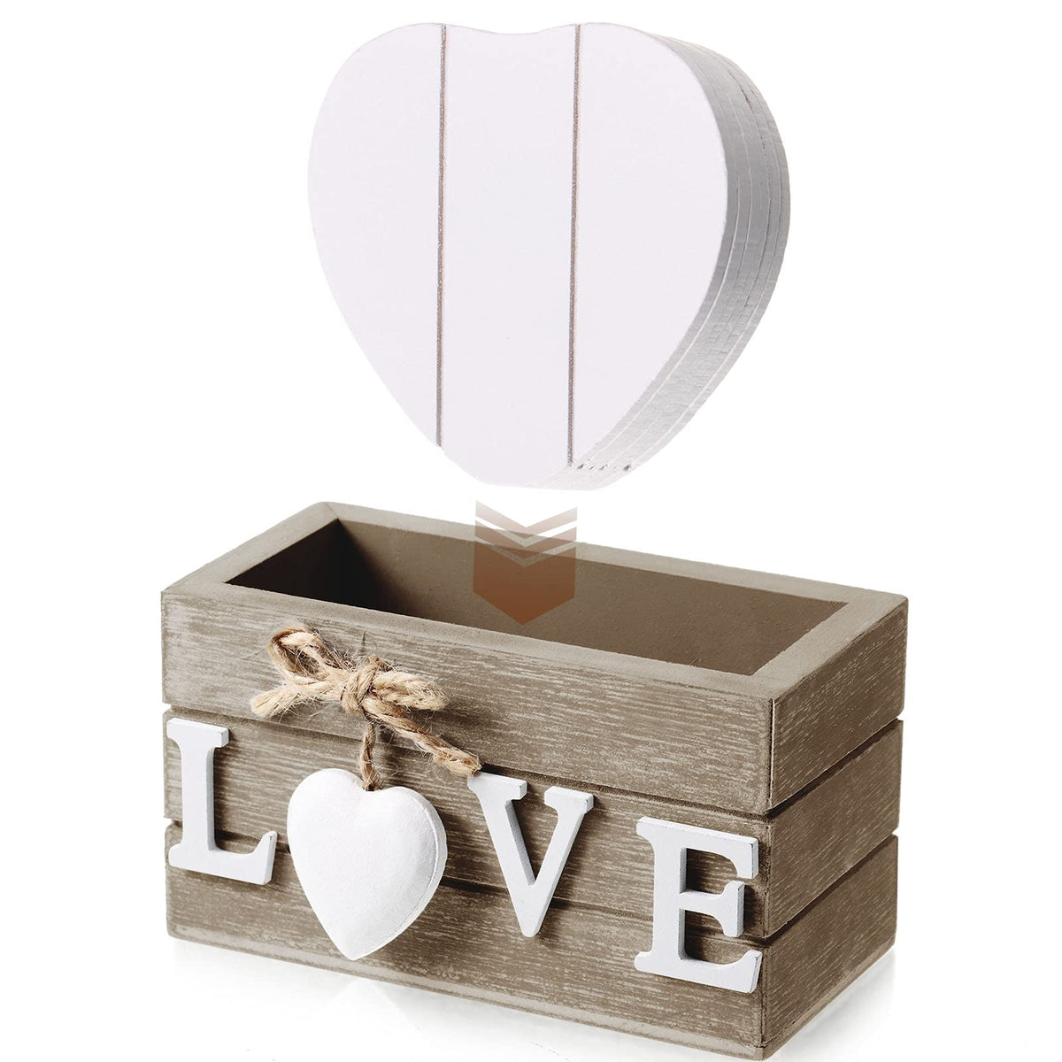 Patelai Set of 6 Wooden Heart Coasters House Warming Gifts, Home, Grey