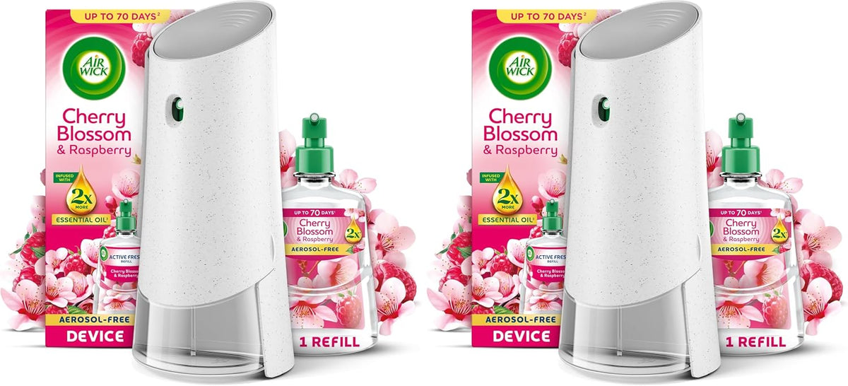 Air Wick Cherry Blossom & Raspberry Aerosol-Free Automatic Spray Kit, Lasts up to 70 Days, Air Freshener