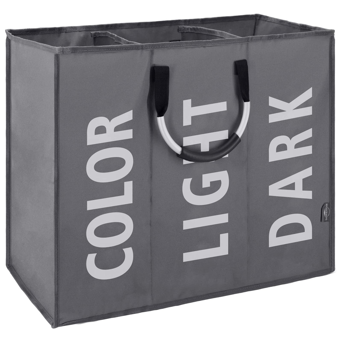 DOKEHOM 80L Collapsible Laundry Basket Bag with 2 Sections, Dark Grey