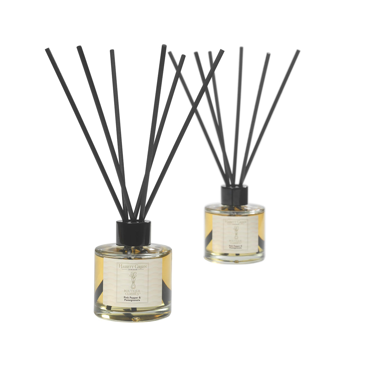 Hassett Green London Boutique Classics Damask Rose & Oud - Reed Diffuser Duo Set - 2 x 125ml - Reduced Packaging