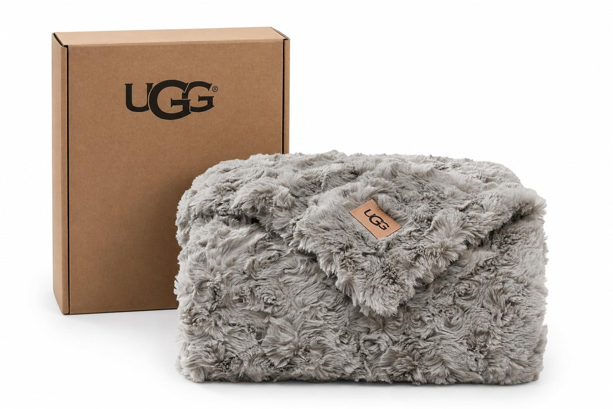 UGG Adalee Throw Blanket for Bed, Faux Fur Blanket, 50" x 70", Brown