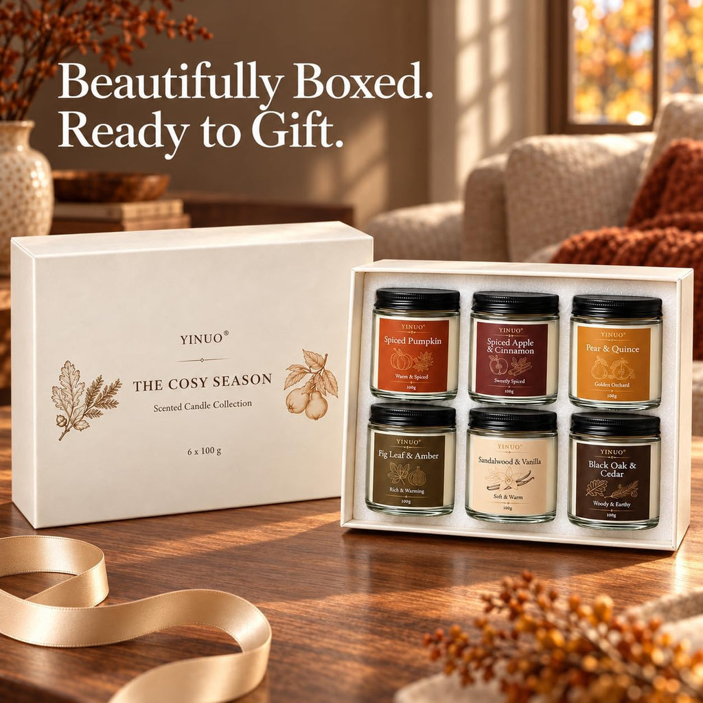 Scented Candles Gift Set, All Occasions Home Spa Gift Box for Relaxation (6 Pack Autumn Glow Collection)