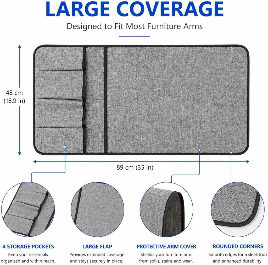 plastific Foldable Sofa Armrest Organiser with Multiple Storage Pockets